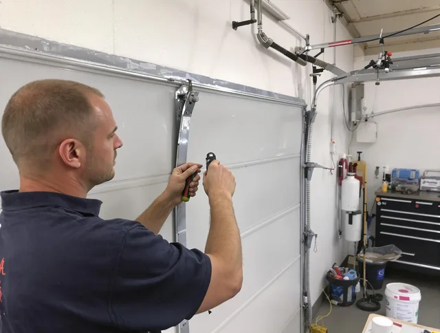 Before and after garage door dent repair by Huntington Park Garage Door Repair in Huntington Park