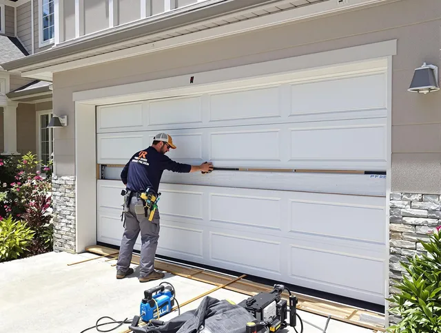 Huntington Park Garage Door Repair team performing complete garage door replacement at Huntington Park residence