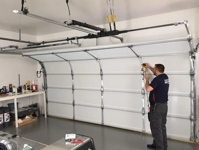 Huntington Park Garage Door Repair certified technician performing overhead door system repair in Huntington Park